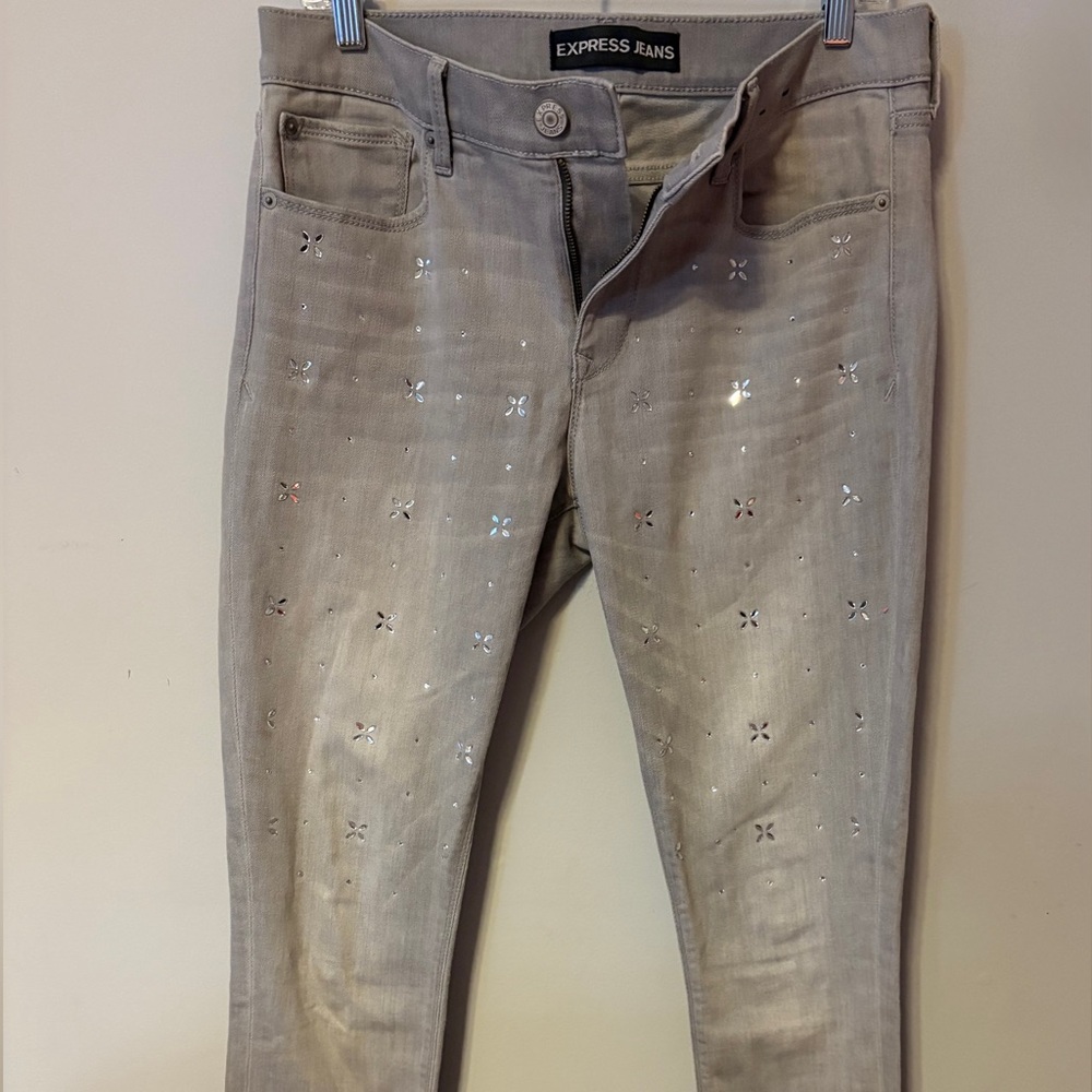 Express Light Grey Women's Skinny Jeans